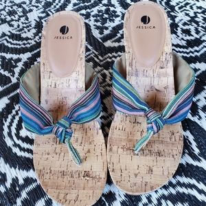 Jessica Wedge Sandals With Colourful Straps